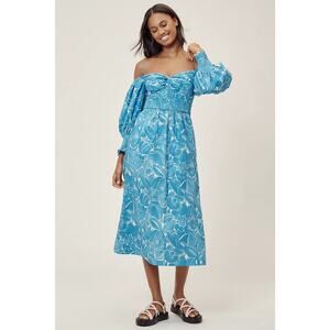 NWT ANTHROPOLOGIE Hope for Flowers by Tracy Reese Off-the-Shoulder Midi Dress Sm
